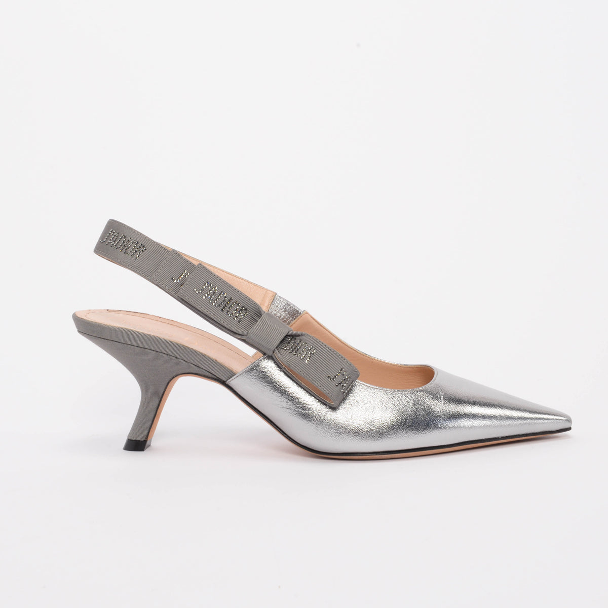 Dior Silver Lambskin J'Adior Slingback Pumps 39.5