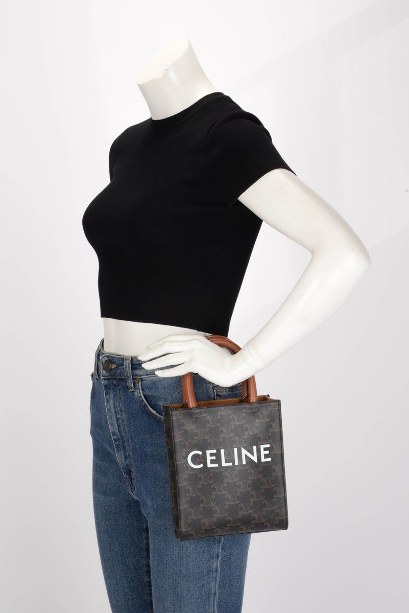 Celine Tan Triomphe Canvas Mini Vertical Cabas Tote