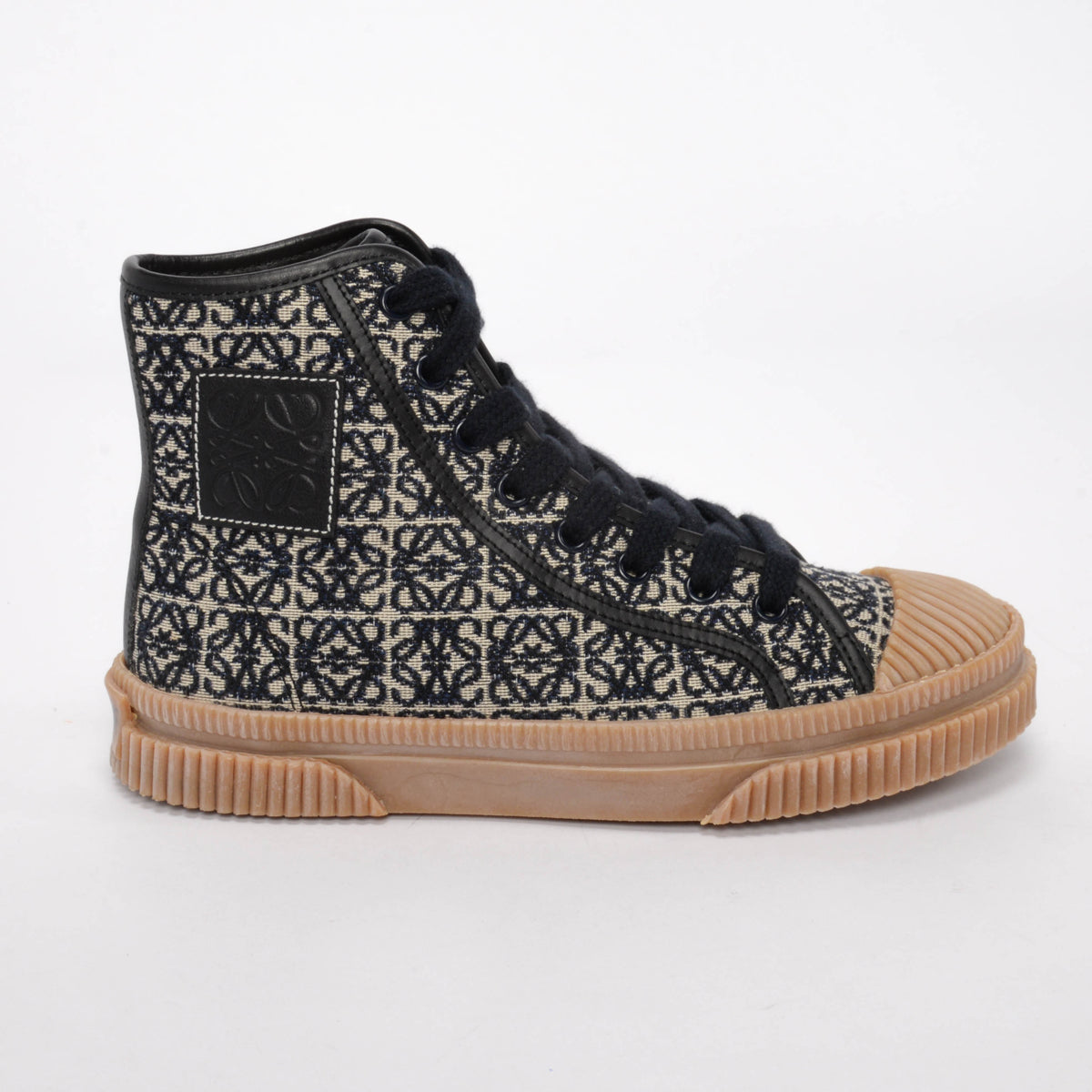 Loewe Navy Anagram Jacquard High Top Sneakers 35