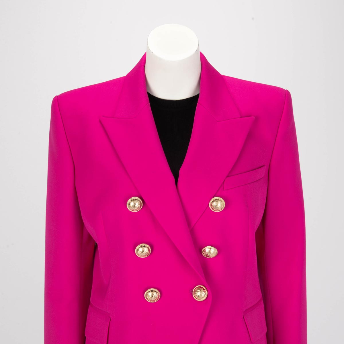 Balmain Magenta Wool Double Breasted Blazer FR 46