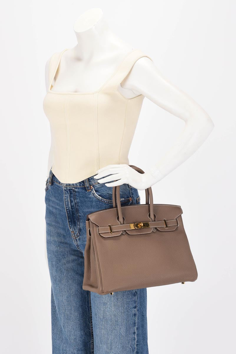Hermes Etoupe Togo Birkin 30 GHW