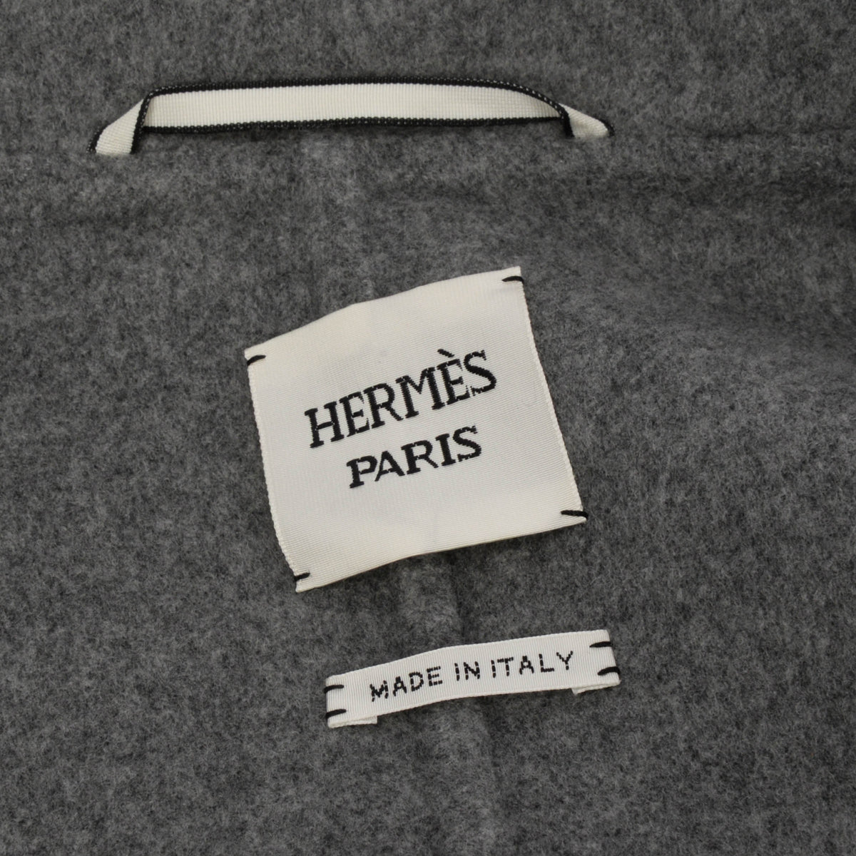 Hermes Grey Cashmere Funnel Neck Short Belted Jacket FR 36