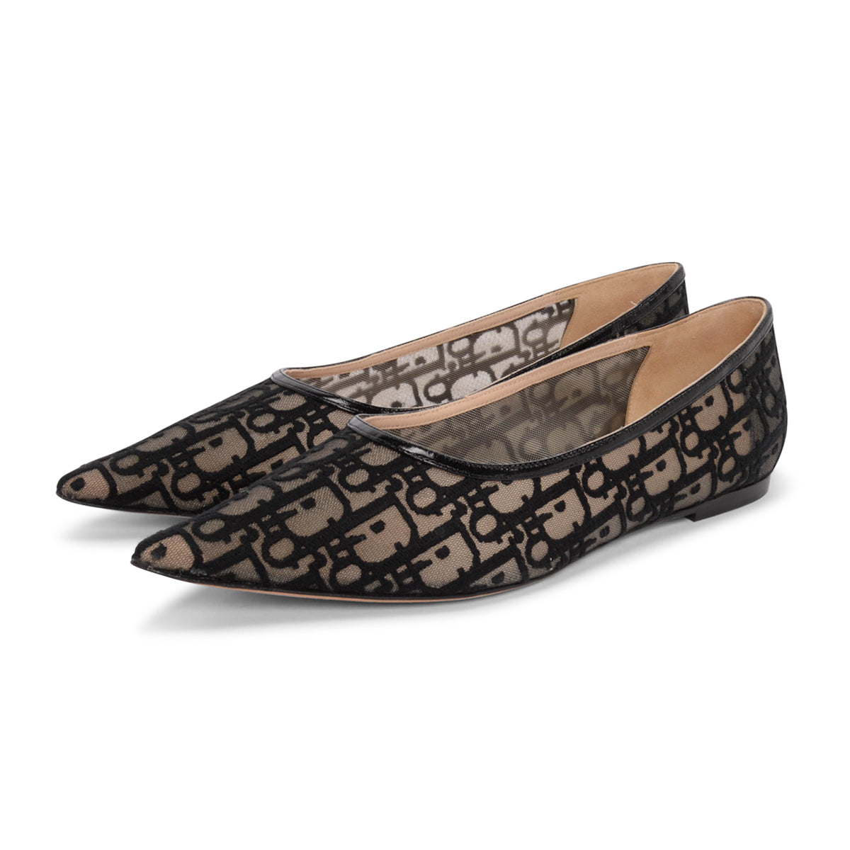 Dior Black Transparent Oblique Mesh Adiorable Ballet Flats 40