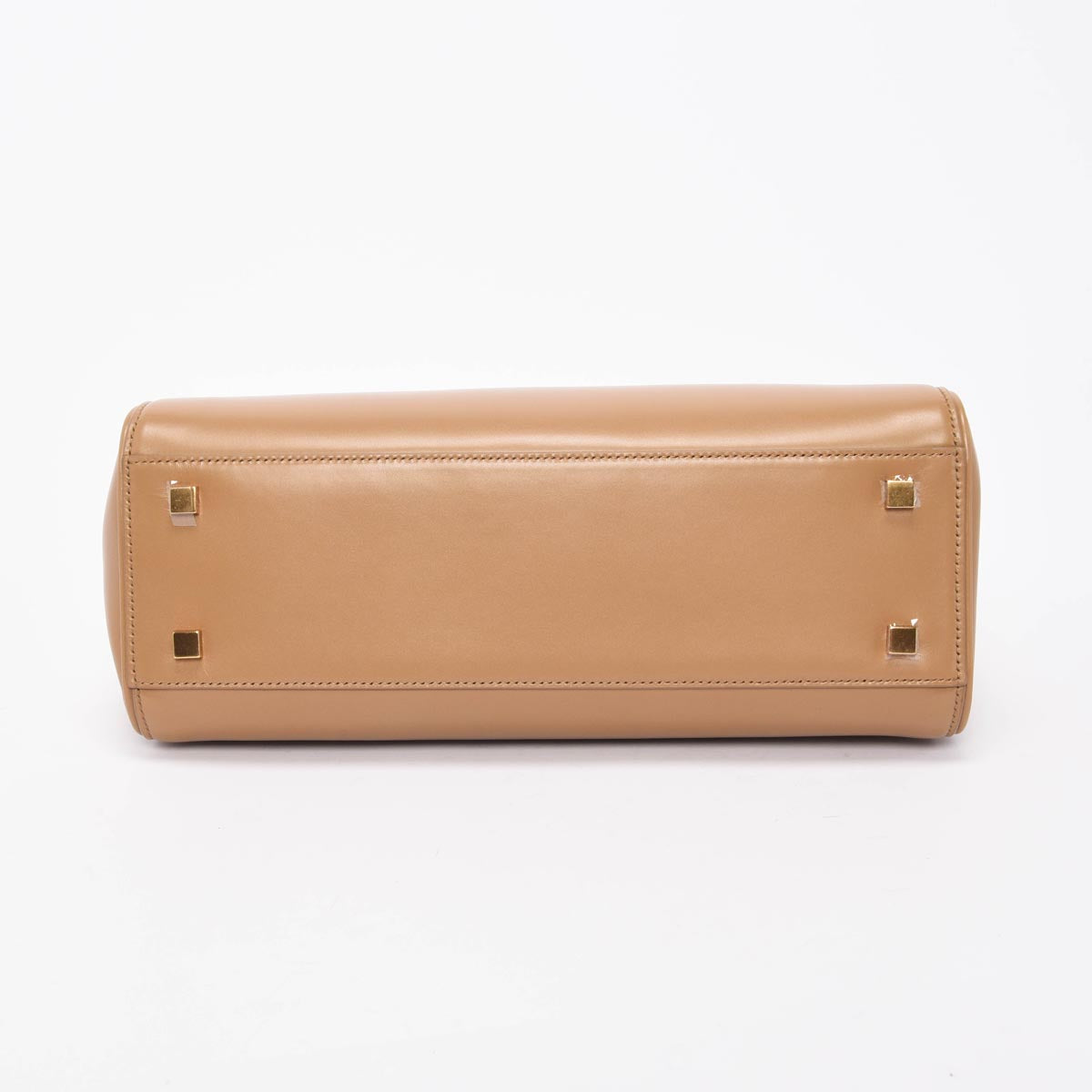 Saint Laurent Camel Calfskin Le Fermoir Top Handle Bag