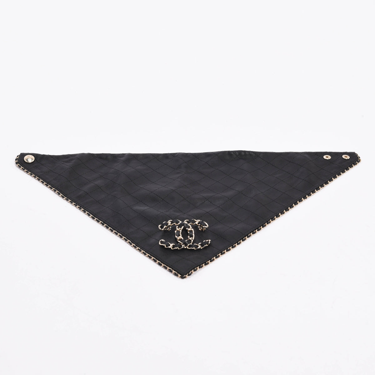 Chanel Black Quilted Lambskin CC Brooch Bandana Scarf