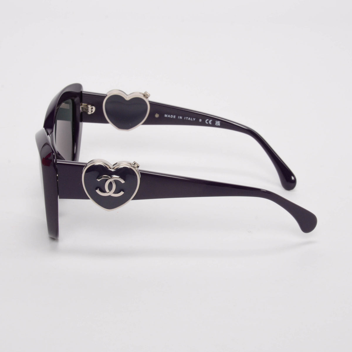 Chanel Purple CC Heart Mirror Butterfly Sunglasses