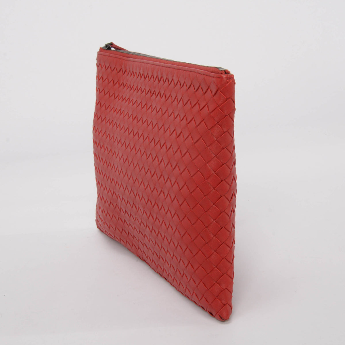 Bottega Veneta Red Intrecciato Zip Pouch