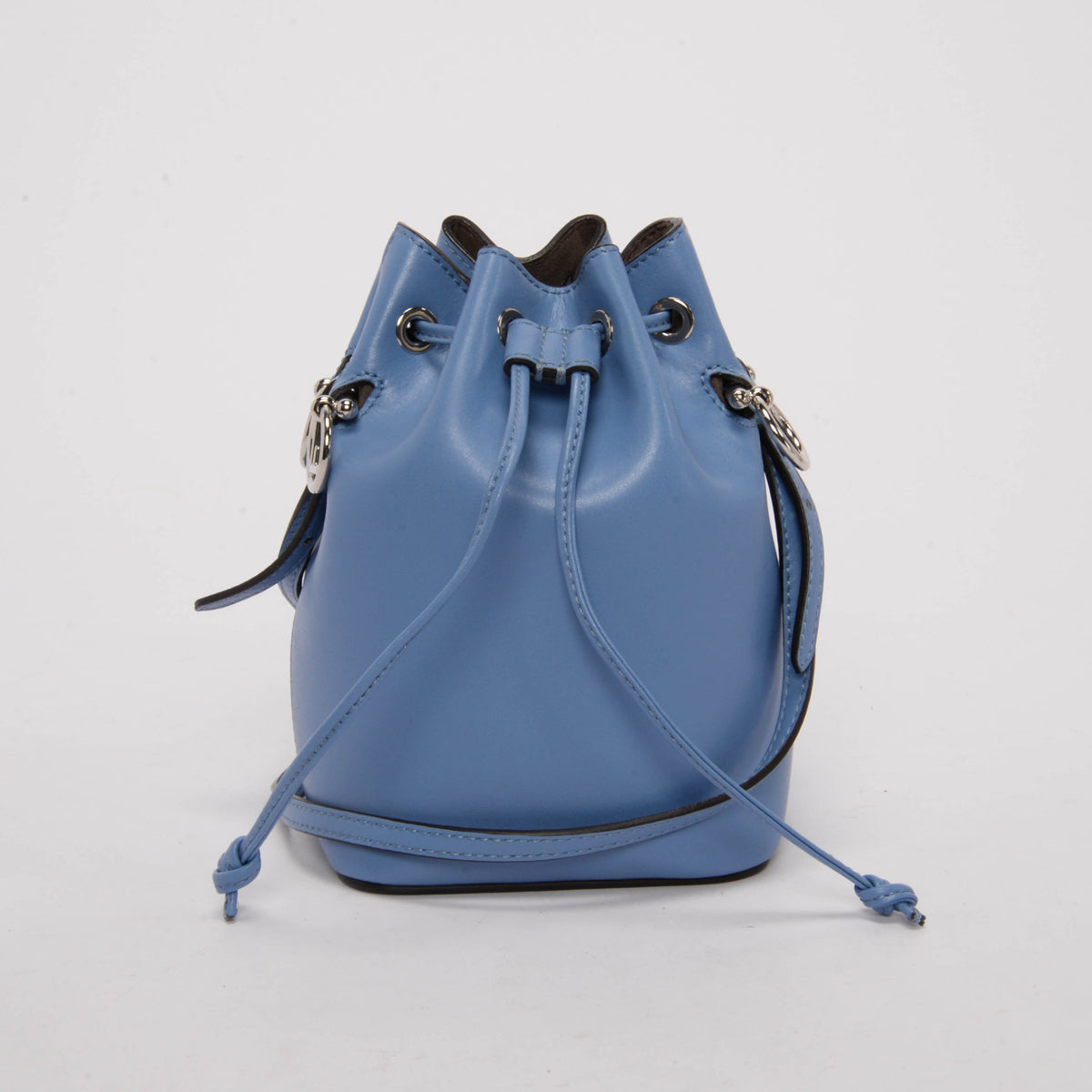 Fendi Blue Calfskin Mon Tresor Bucket Bag & Pearl Strap