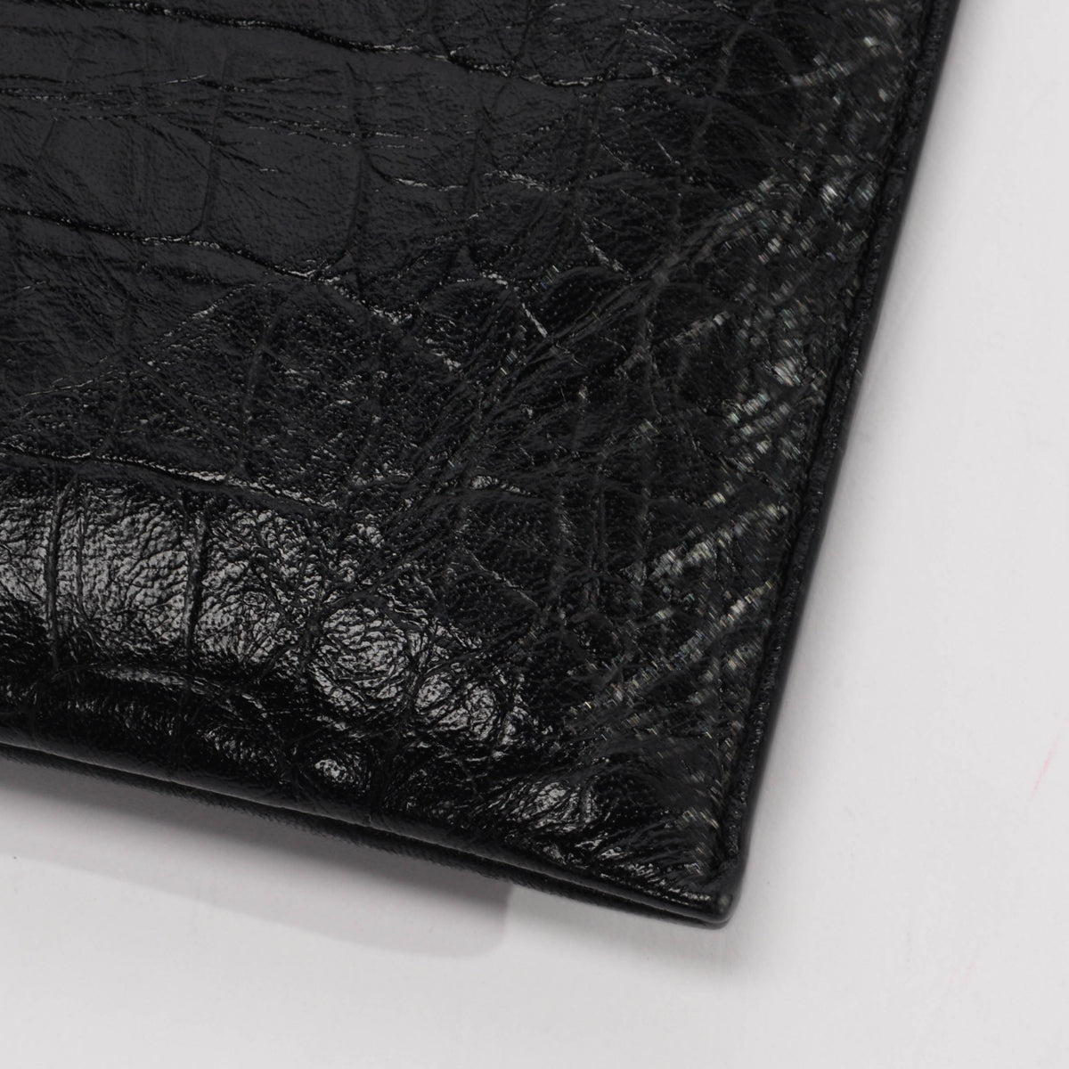 Saint Laurent Black Croc Embossed Cassandre Tablet Pouch