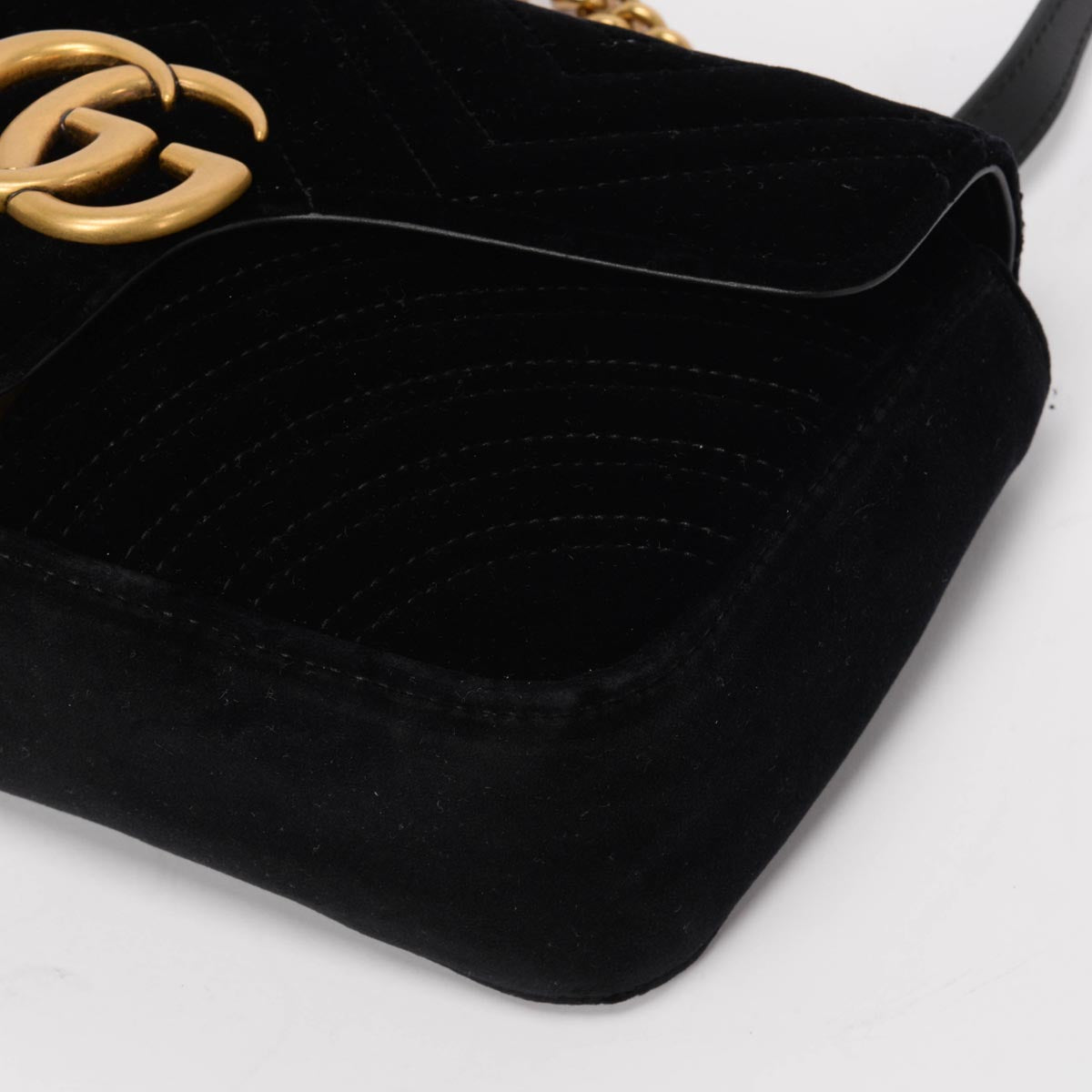 Gucci Black Velvet Matelasse Small GG Marmont Bag