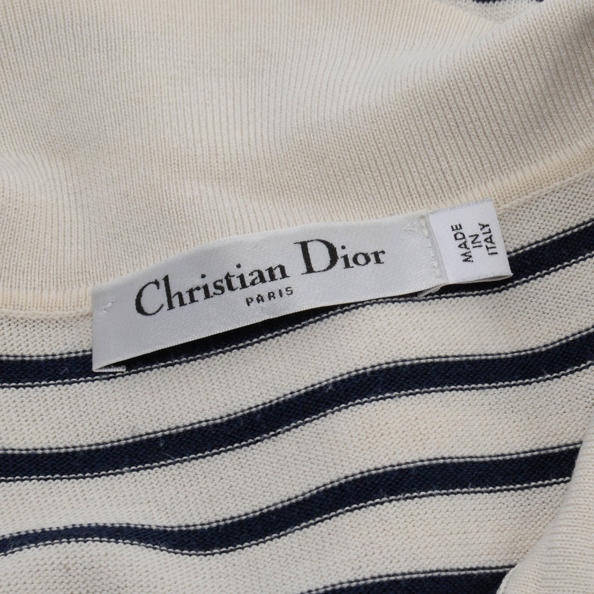 Dior Navy & Ecru Striped J'adior Polo Top FR 44