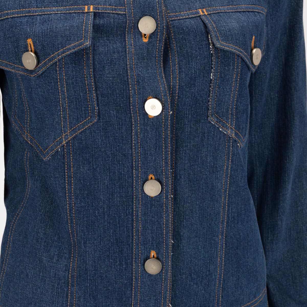 Chanel Blue Denim Collarless Jacket