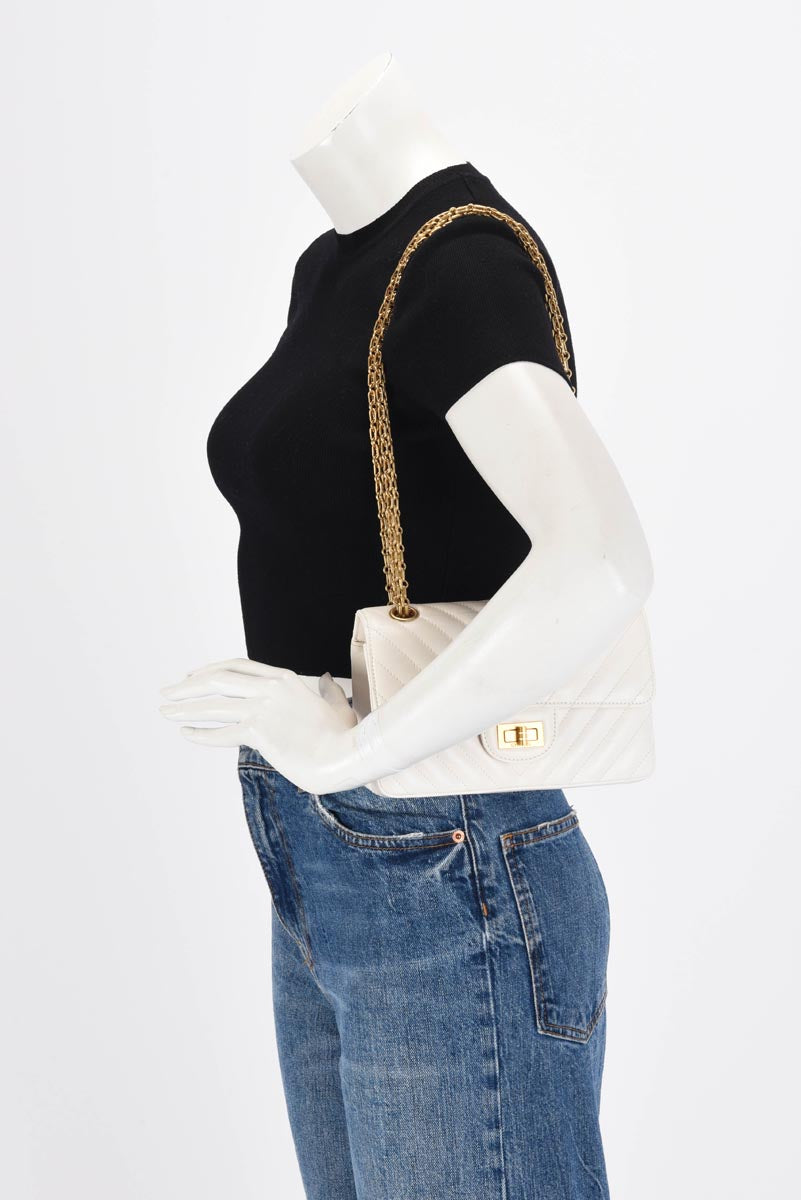 Chanel White Chevron Calfskin Mini Reissue 2.55 Flap Bag