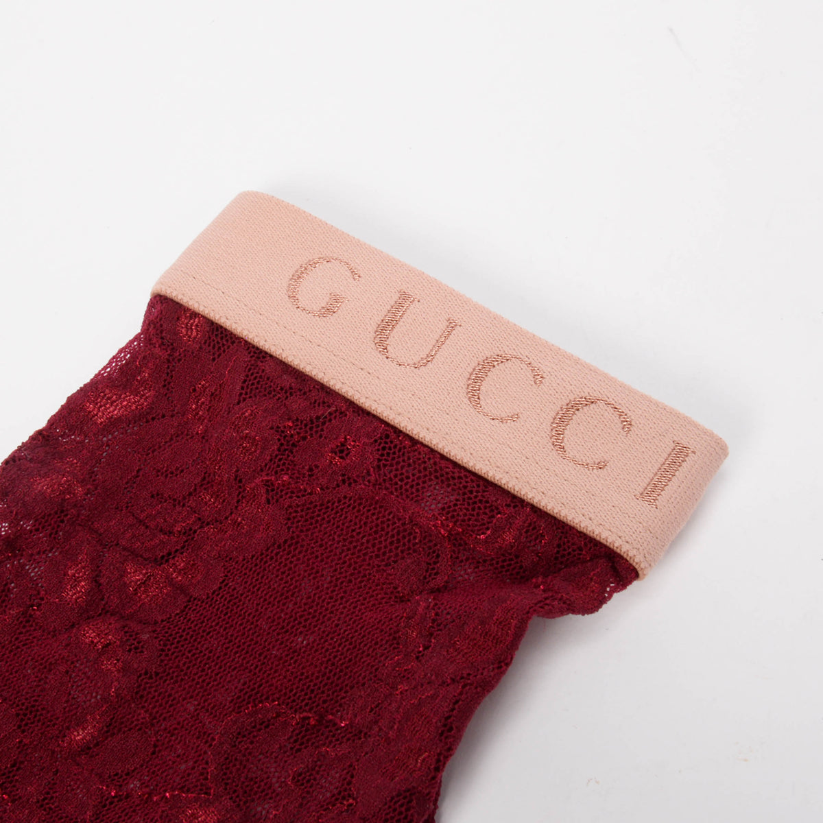 Gucci Burgundy Lace Ankle Socks