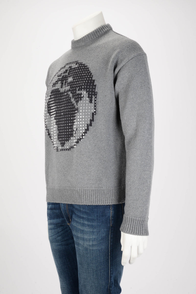 Louis Vuitton Charcoal Wool Crystal Earth Sweater S