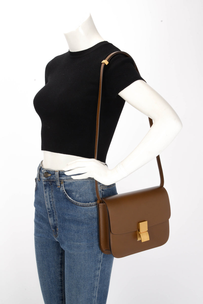 Celine Camel Box Calfskin Medium Classic Box Flap Bag