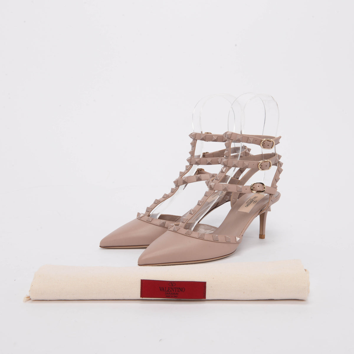 Valentino Poudre Calfskin Rockstud Cage Pumps 38