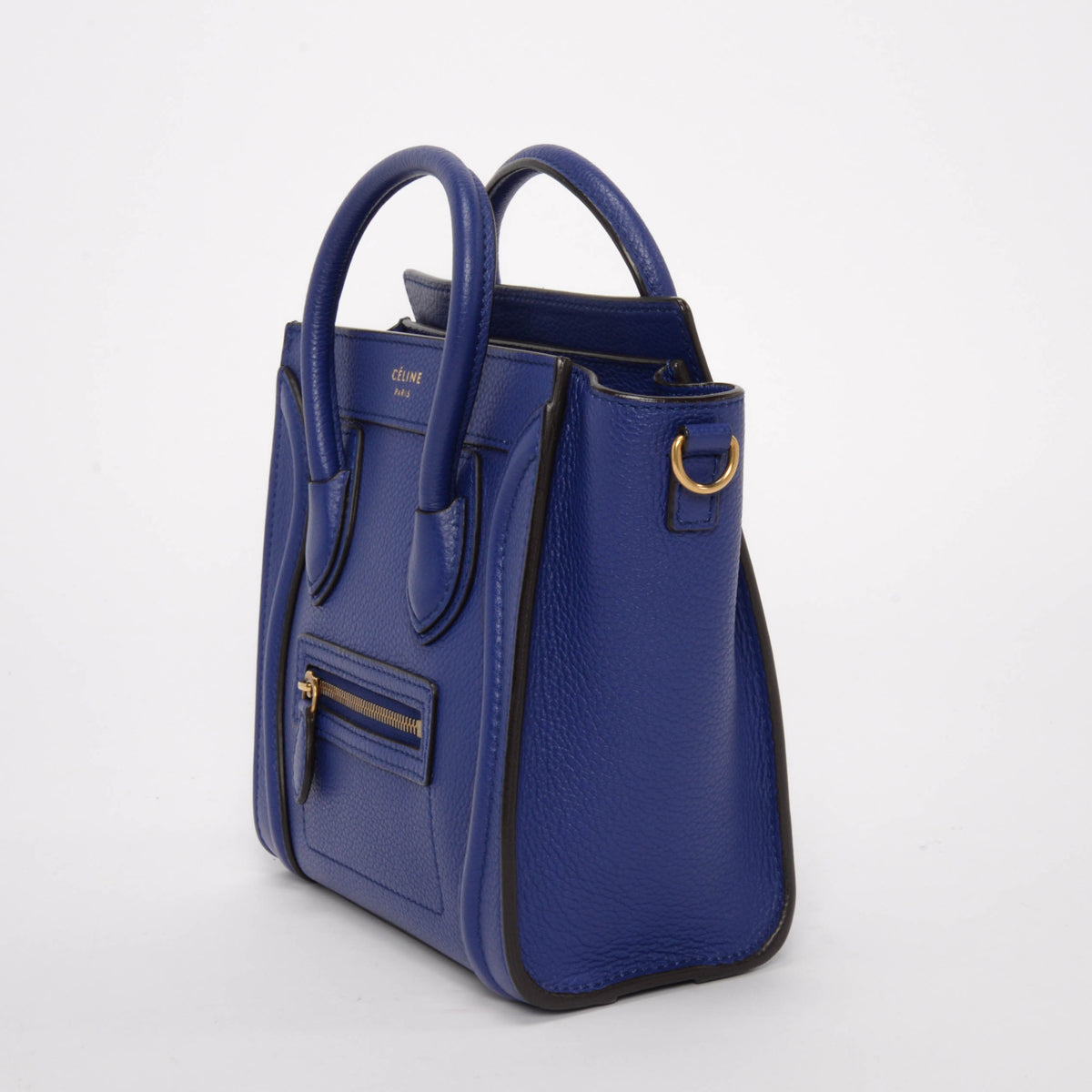 Celine Indigo Drummed Calfskin Micro Luggage Mini Bag
