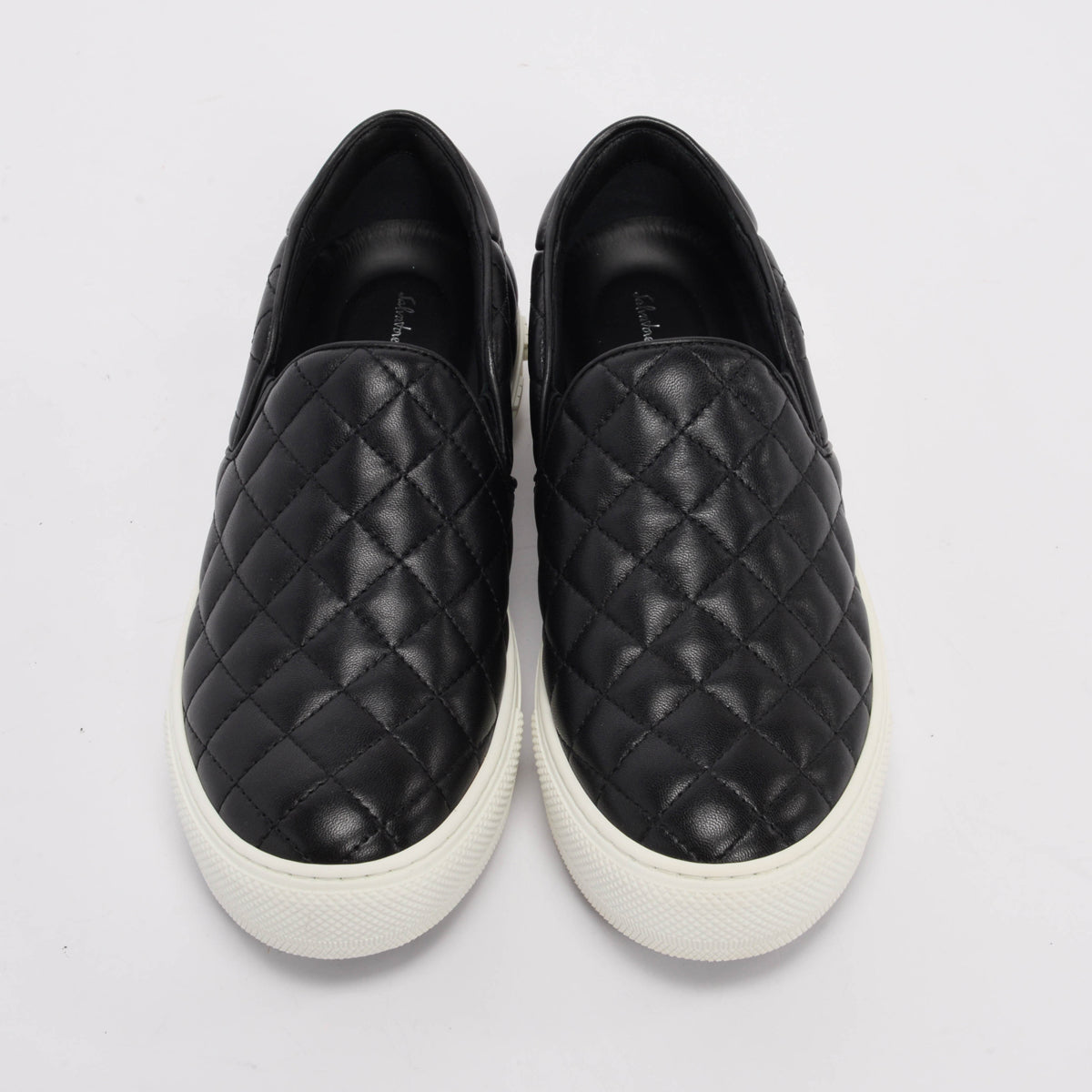 Ferragamo Black Quilted Lambskin Lisa 1 Slip-On Sneakers 6.5