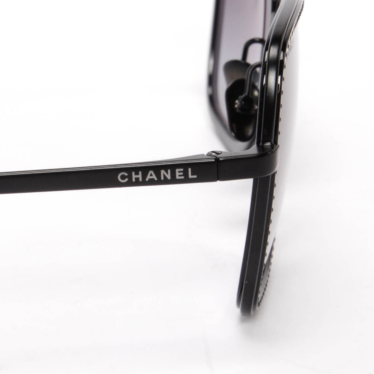 Chanel Black Crystal Square Frame Sunglasses