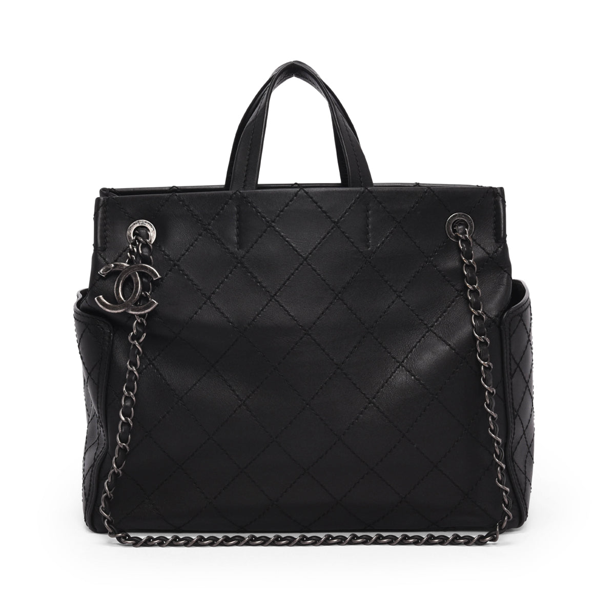 Chanel Black Quilted Calfskin CC Pocket Tote
