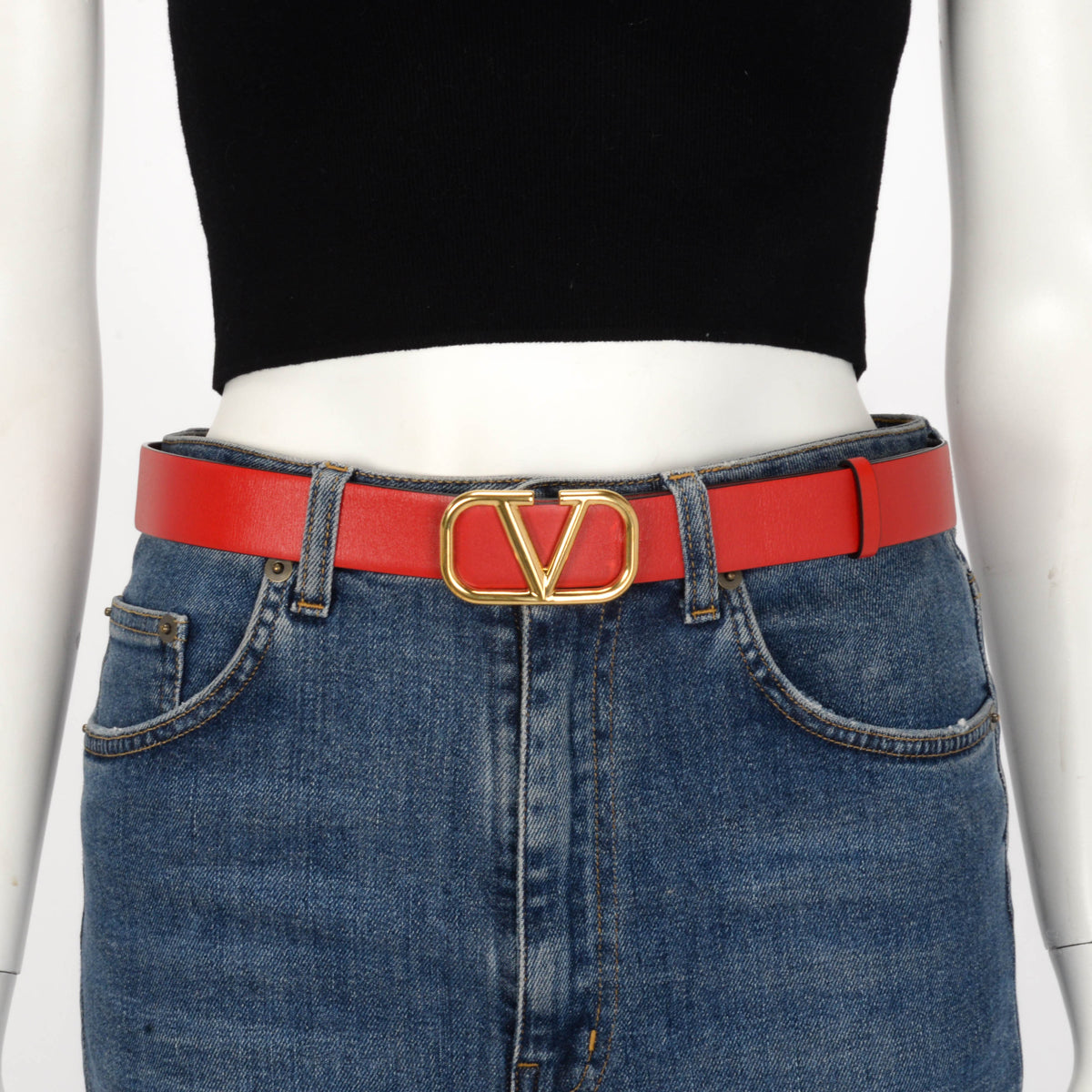 Valentino Red & Burgundy Glossy Calfskin Vlogo Reversible Belt