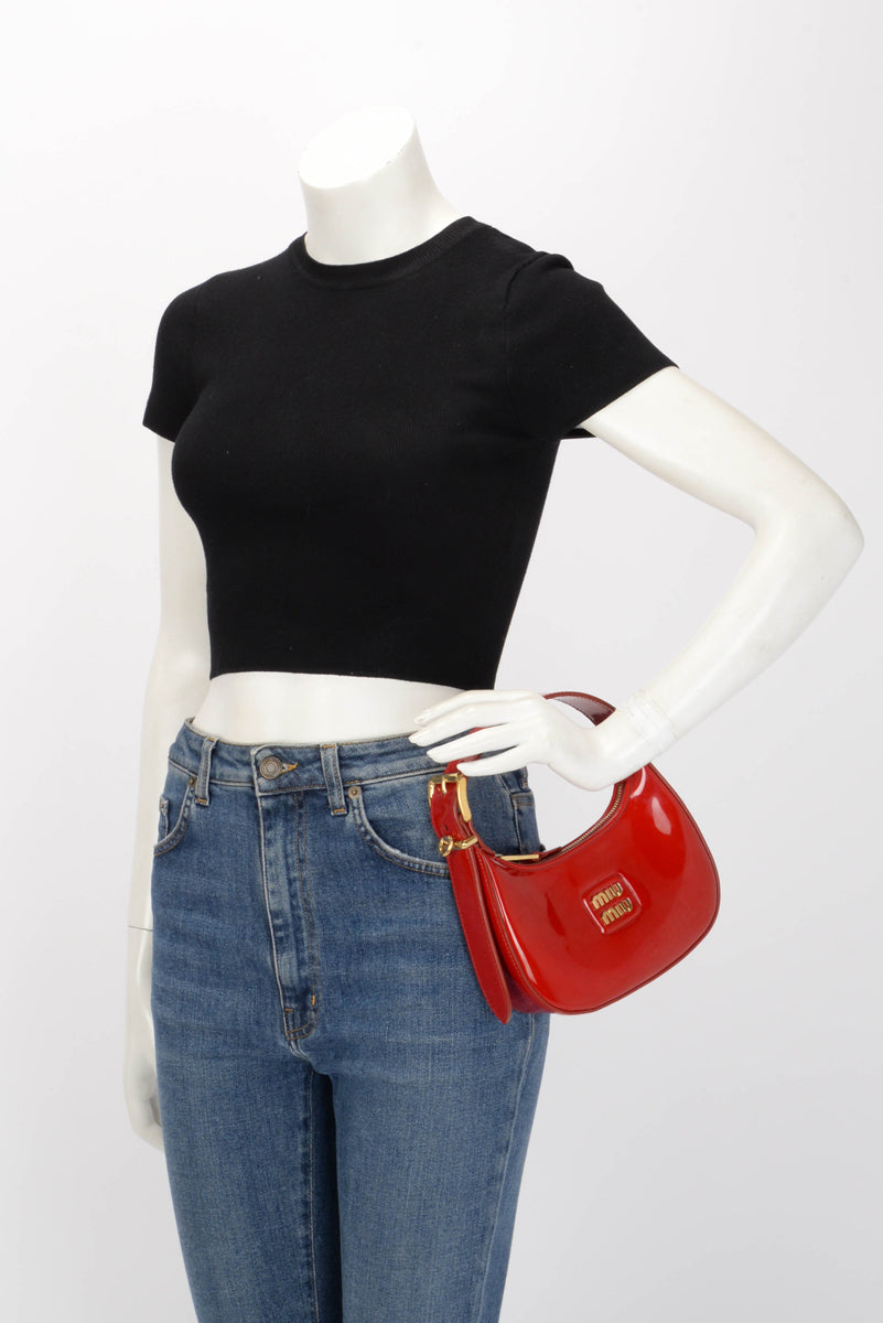 Miu Miu Red Patent Mini Hobo Bag