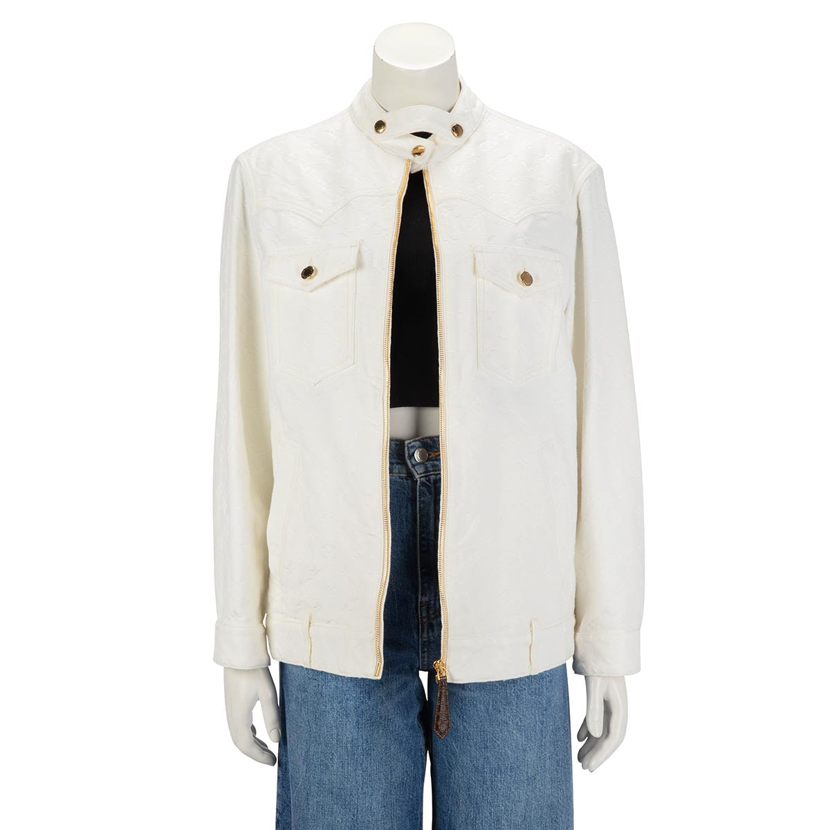 Louis Vuitton White Monogram Denim Oversized Jacket FR 36