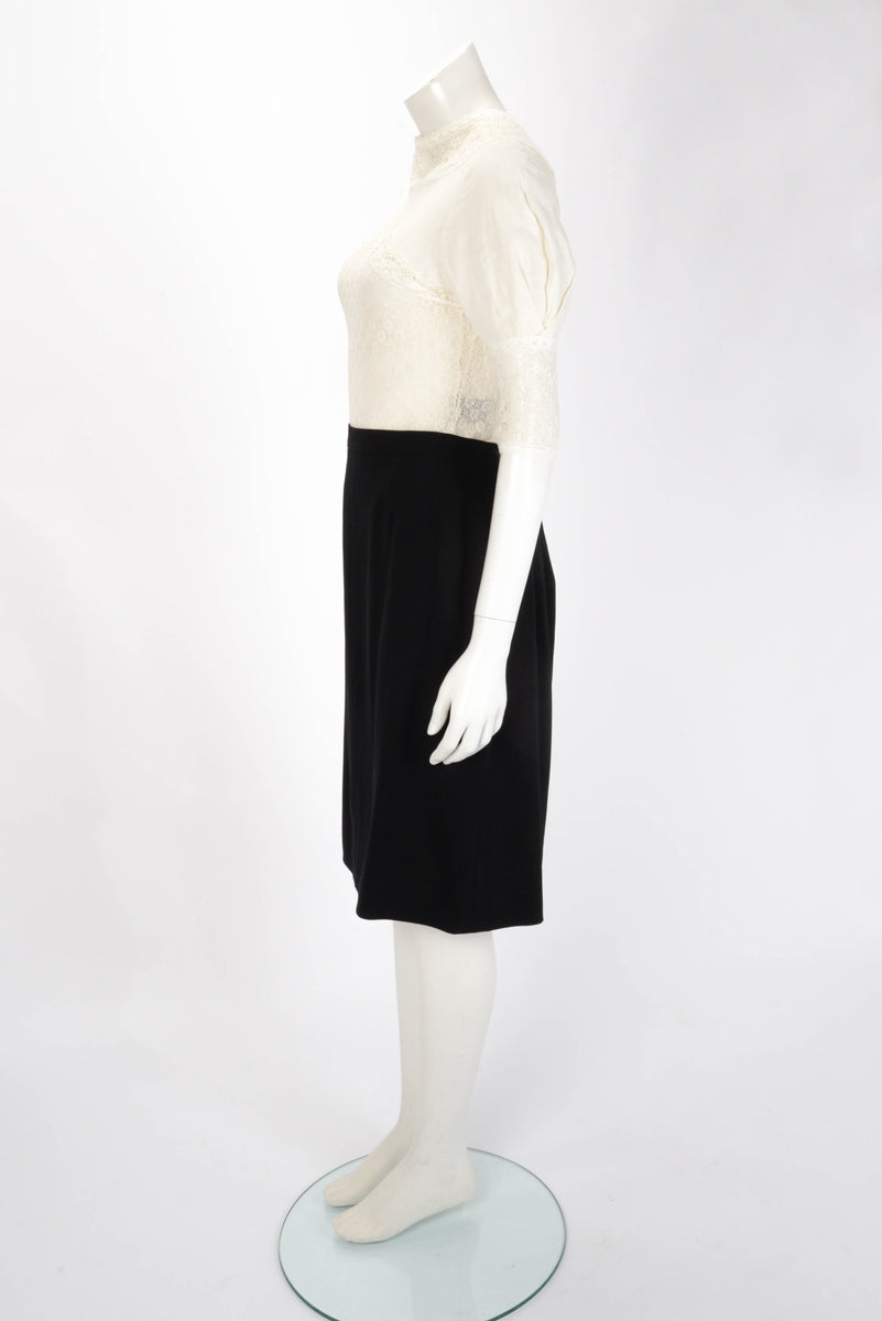 Chanel Black Fine Wool Pencil Skirt FR 44