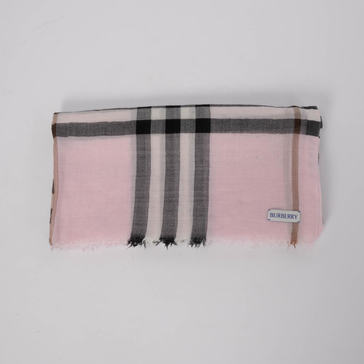 Burberry Pink Wool & Silk Check Scarf