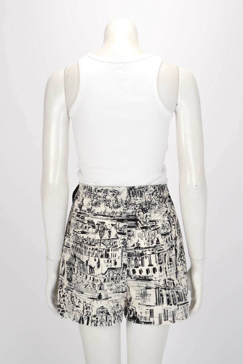 Dior Black & White Nylon Graphic Print Skort FR 38