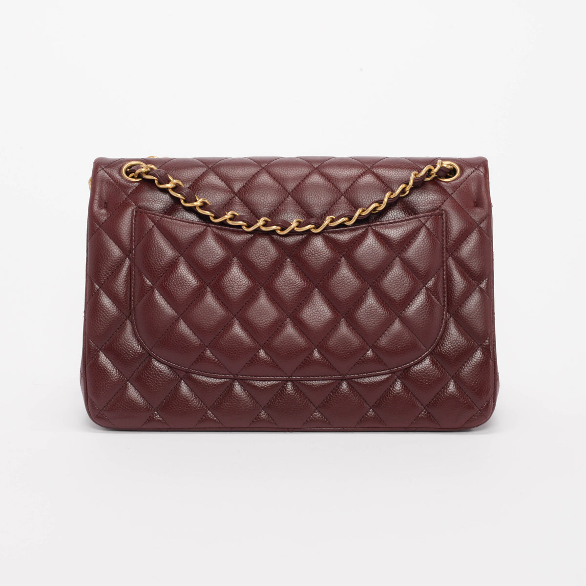 Chanel Burgundy Caviar Large Double Flap Shoulder Bag