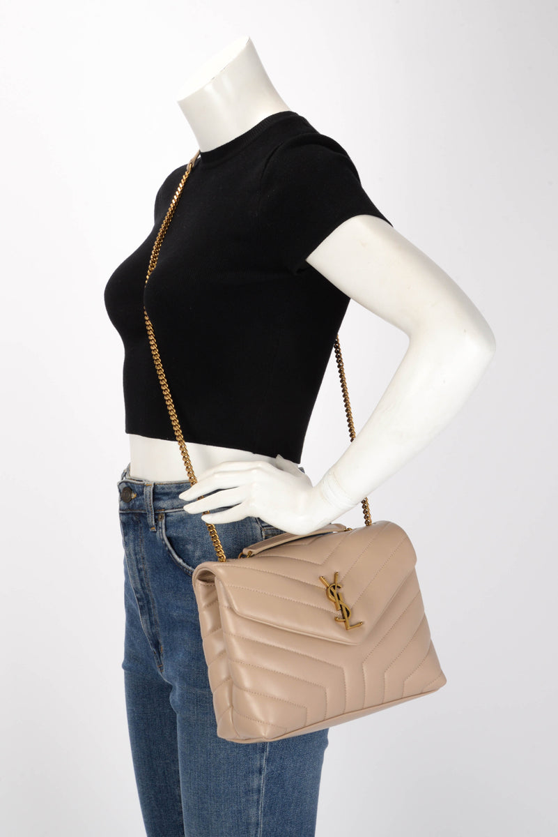 Saint Laurent Dark Beige Matelasse Small Lou Lou Bag
