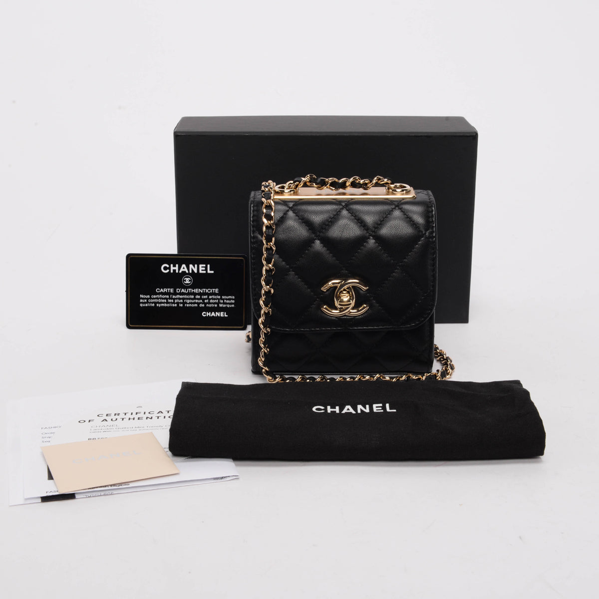 Chanel Black Quilted Lambskin Trendy CC Mini Chain Wallet