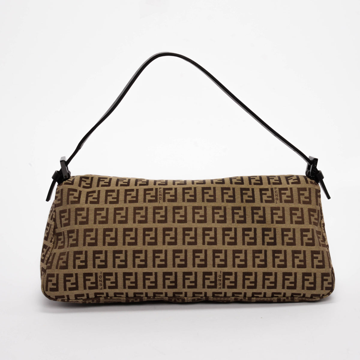 Fendi Brown Zucchino Canvas Long Baguette Bag