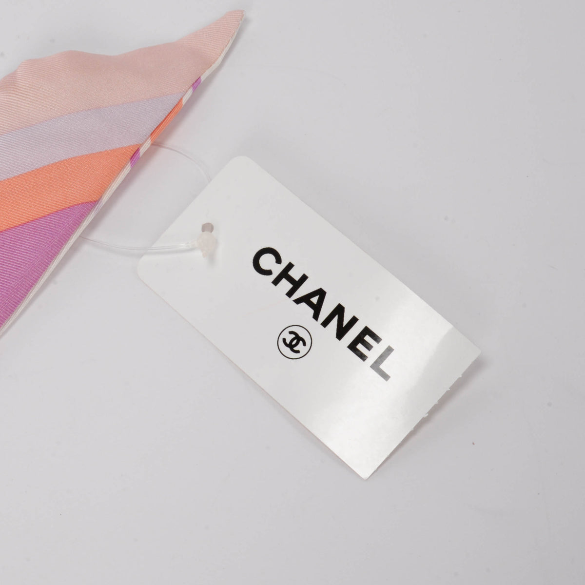 Chanel Pink & Purple Silk Stripe CC Bandeau Scarf