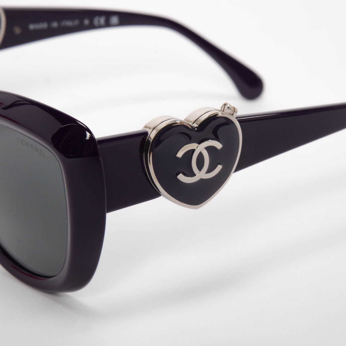 Chanel Purple CC Heart Mirror Butterfly Sunglasses