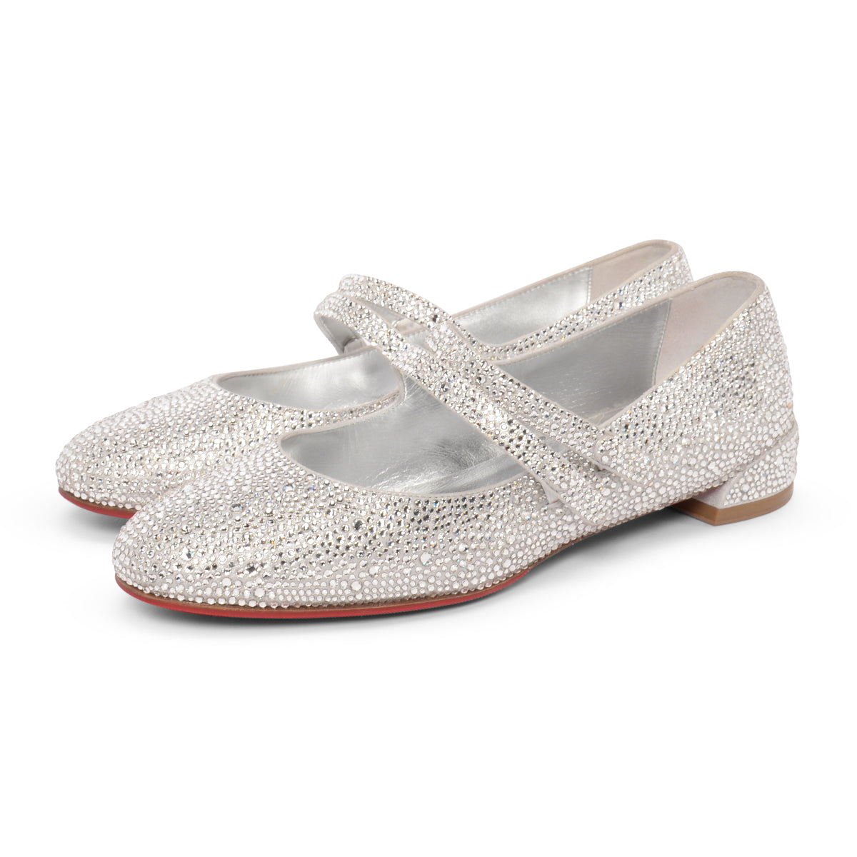Christian Louboutin Silver Strass Embellished Sweet Jane Shoes 38