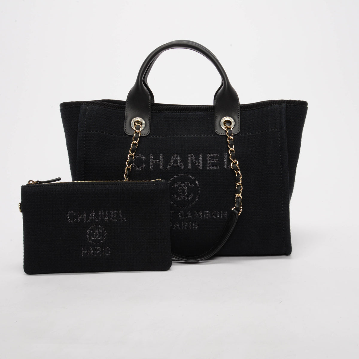 Chanel Black Canvas Small Deauville Tote