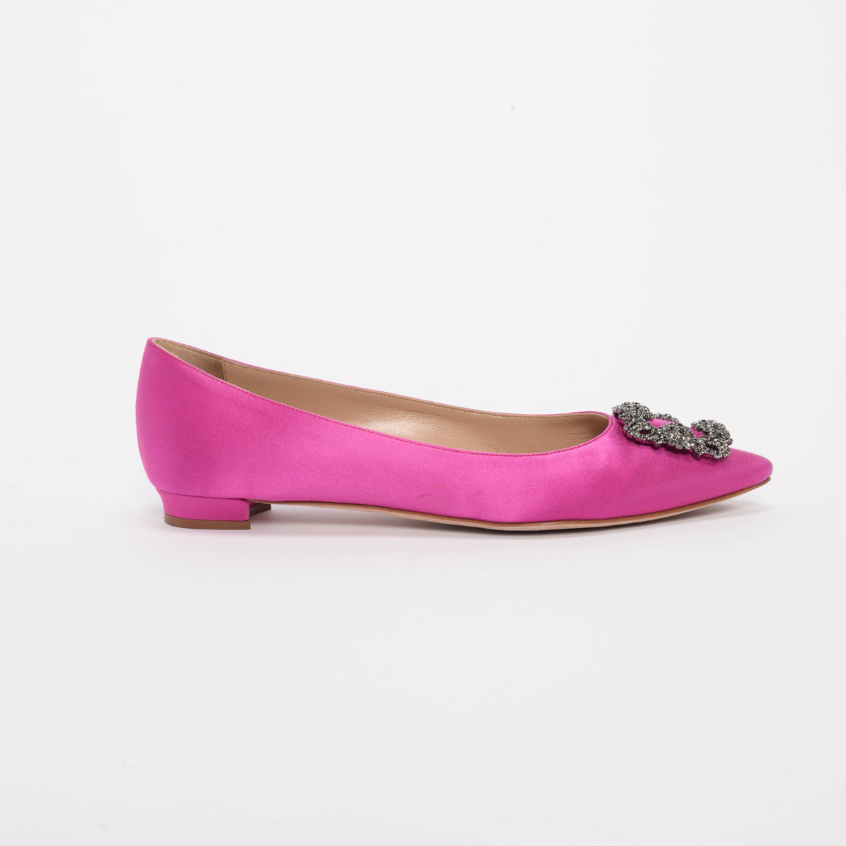 Manolo Blahnik Pink Satin Hangisi Flats 41