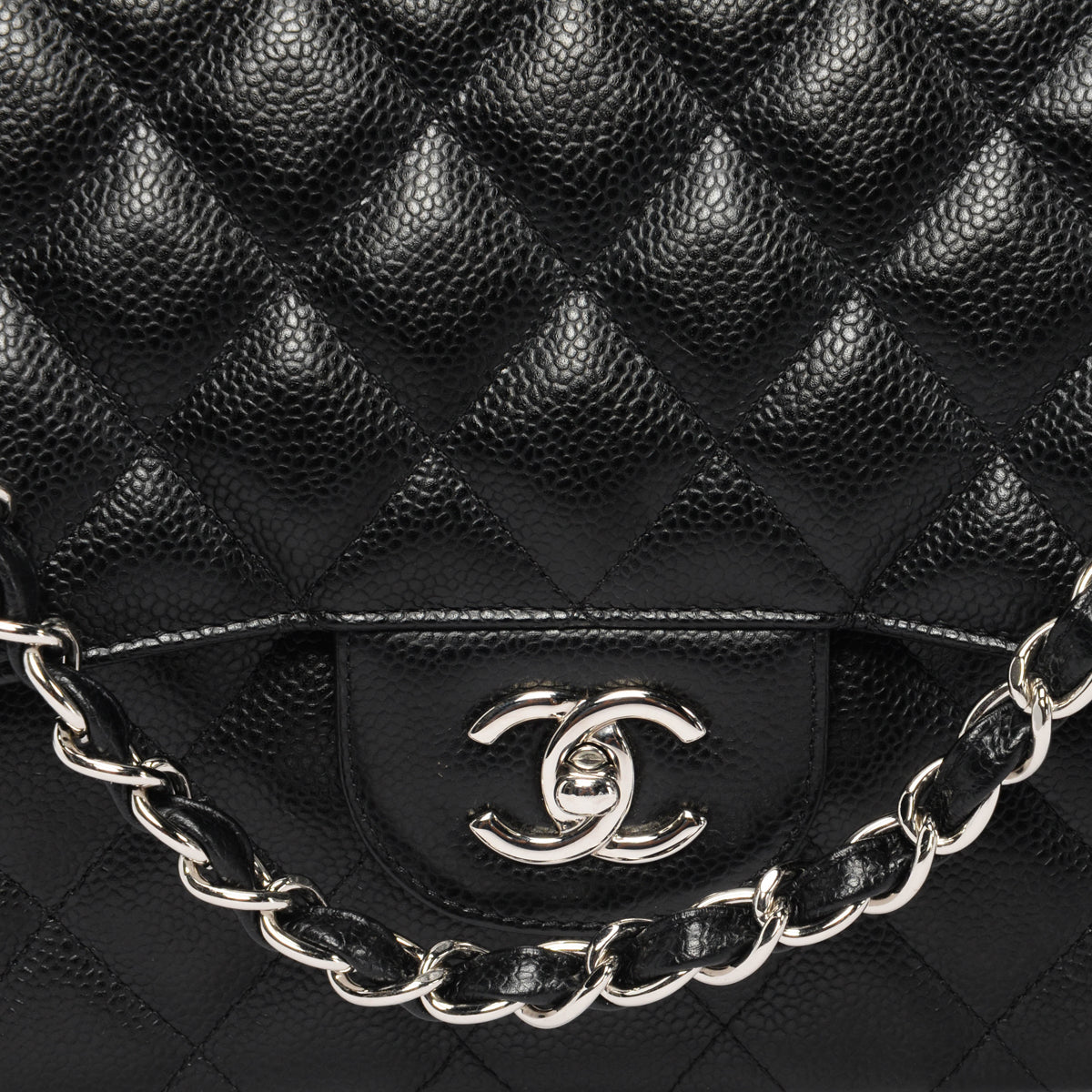 Chanel Black Caviar Large Double Flap Shoulder Bag