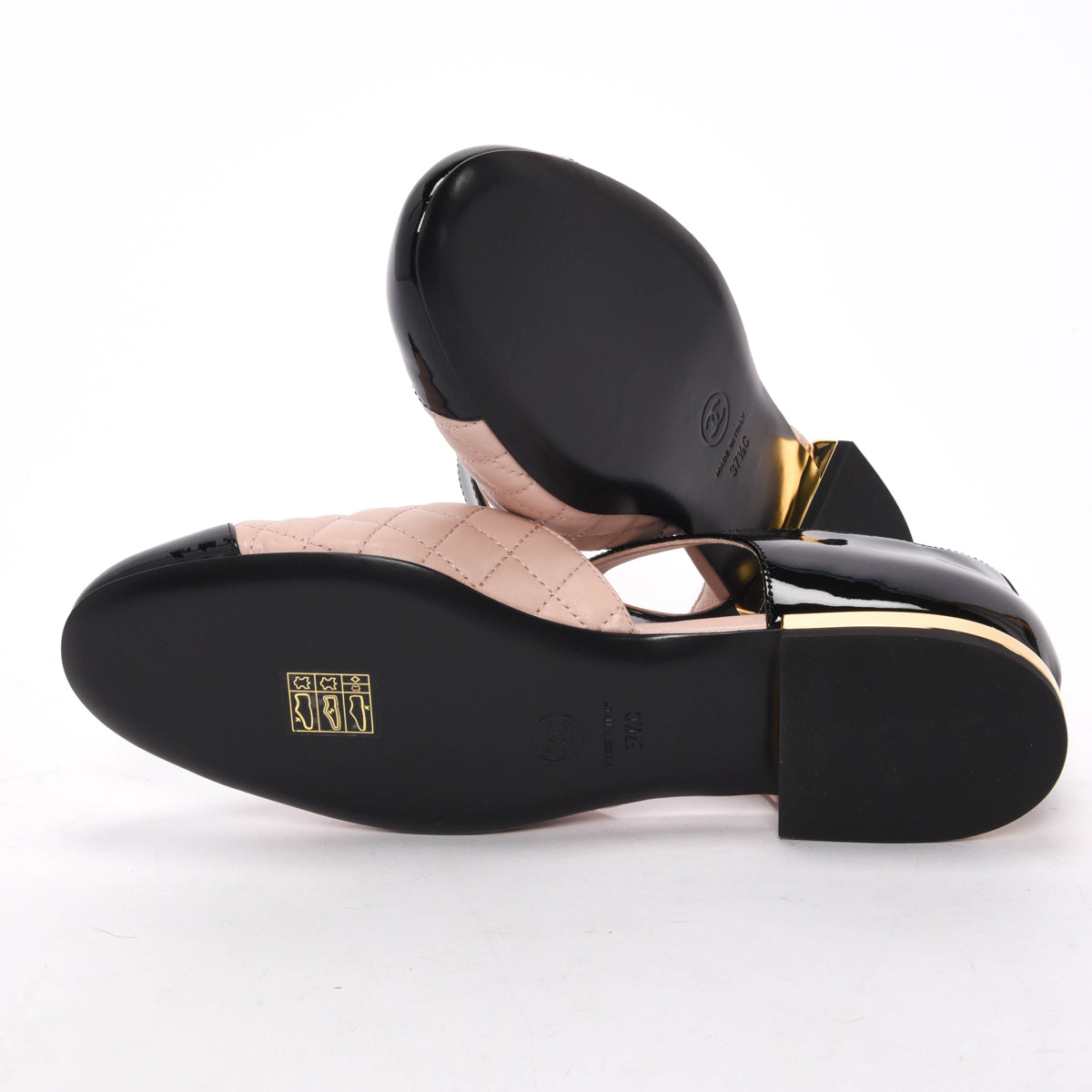 Chanel Pink Quilted Lambskin Turnlock Mary Jane Flats 37.5