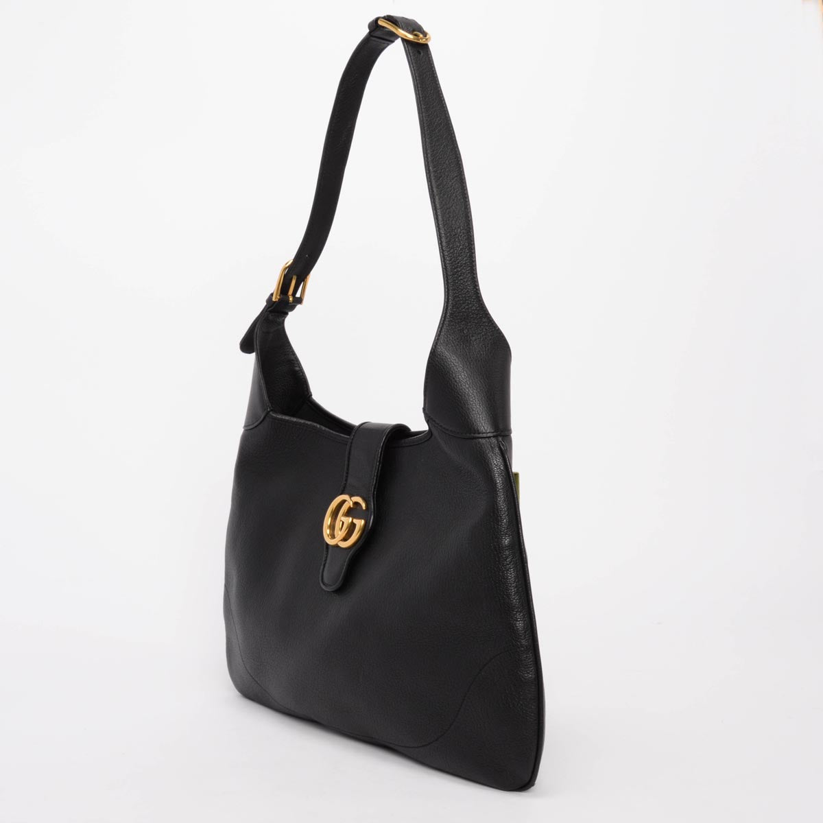 Gucci Black Grained Calfskin Large Aphrodite Shoulder Bag