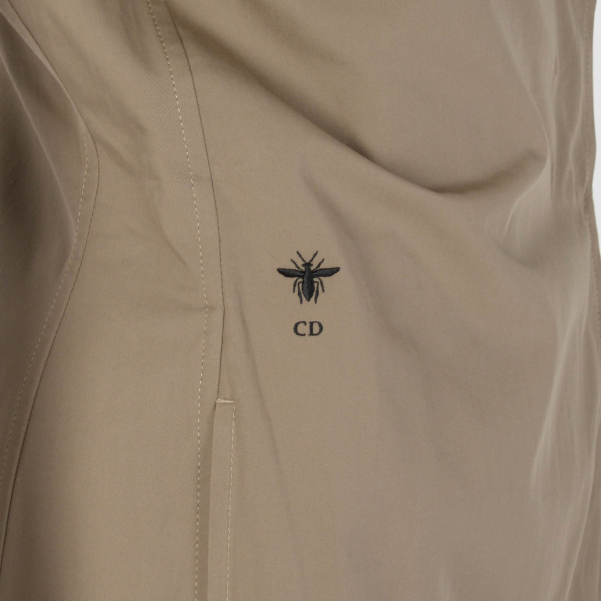 Dior Dark Beige Cotton Gabardine Sleeveless Dress FR 42