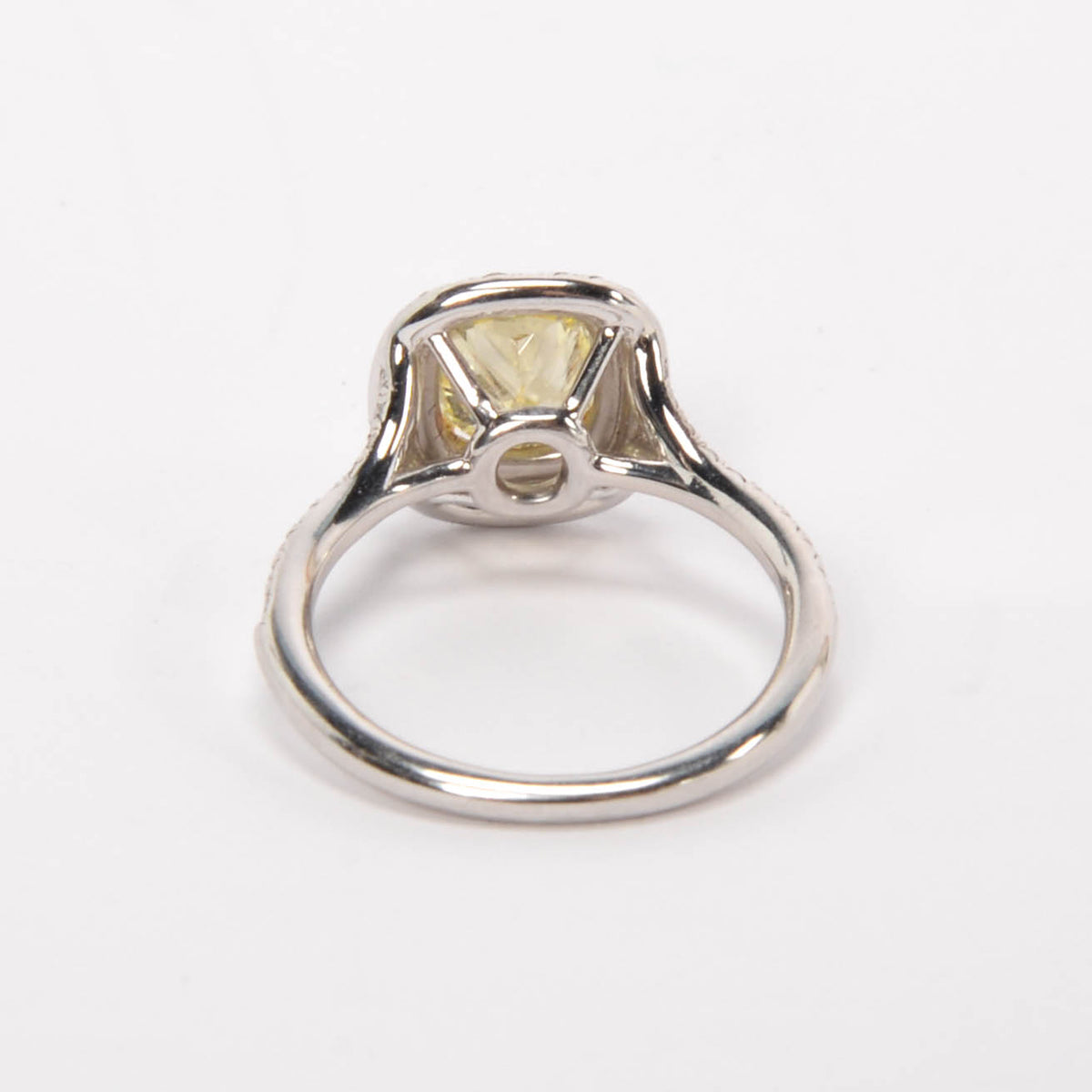 Tiffany & Co Platinum & Yellow Diamond Soleste Cushion-Cut Halo Ring