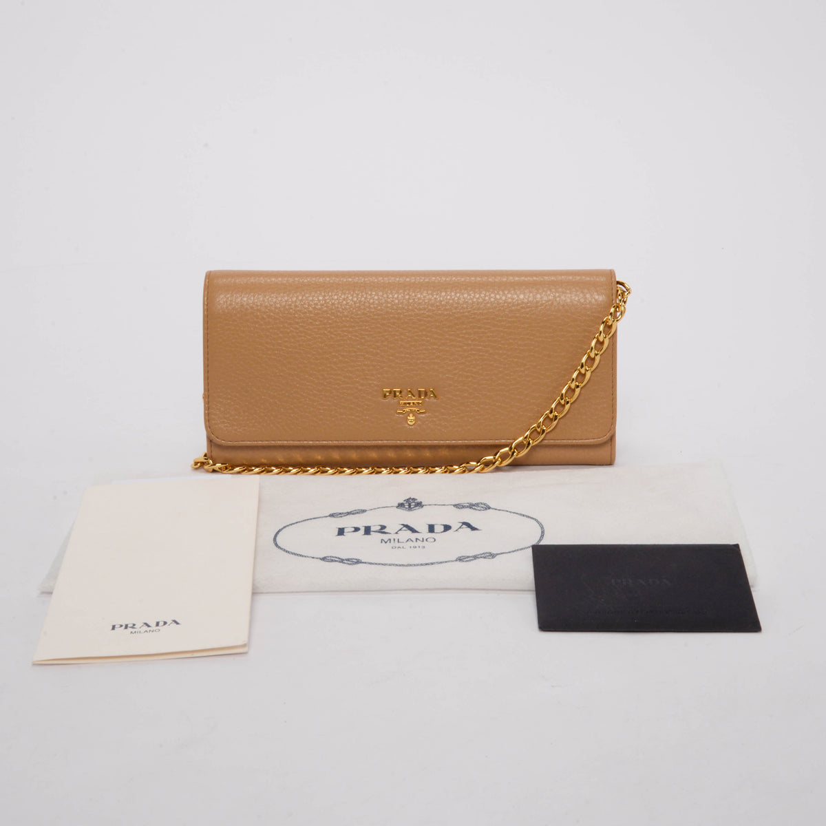 Prada Noisette Grained Vitello Wallet on Chain