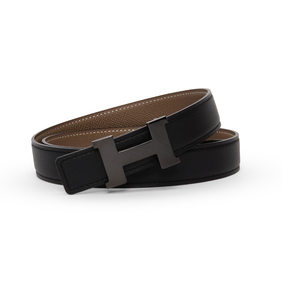 Hermes Black & Etoupe So Black Mini Constance Reversible Belt