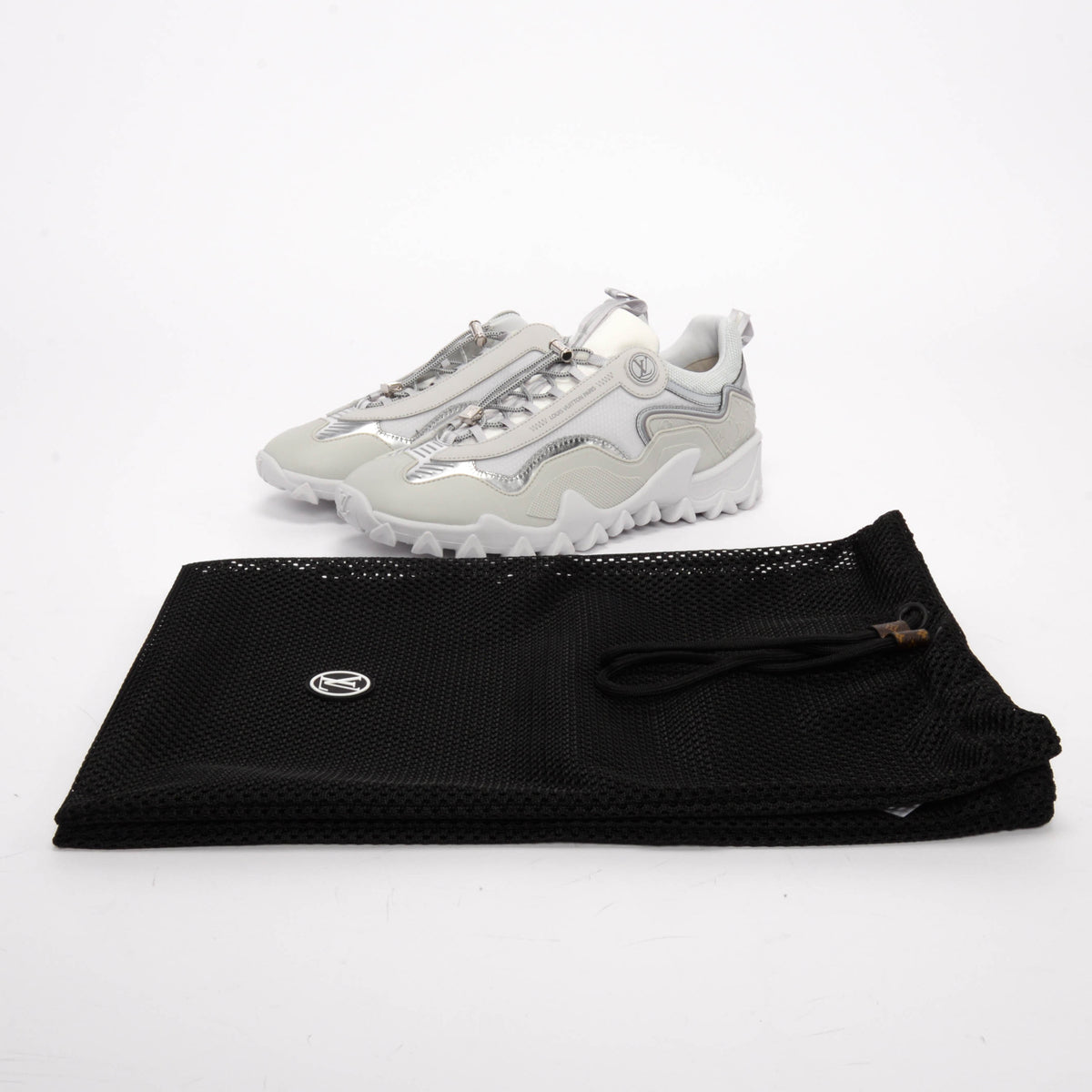 Louis Vuitton Silver Nylon Rush Sneakers 38