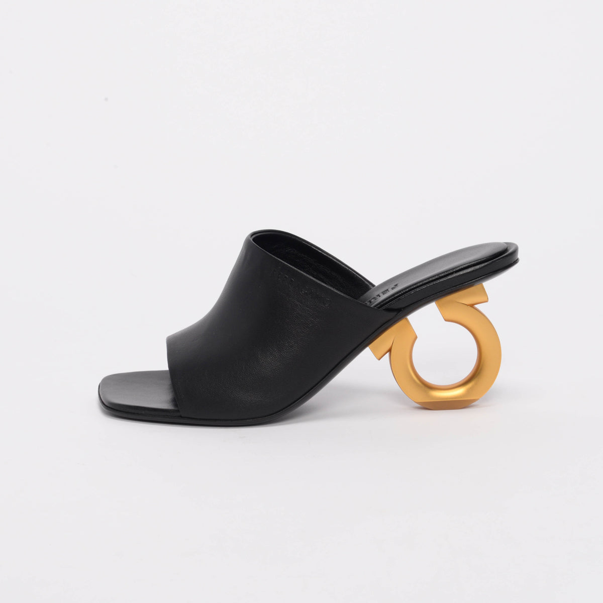 Ferragamo Black Lambskin Astro Mules 7.5