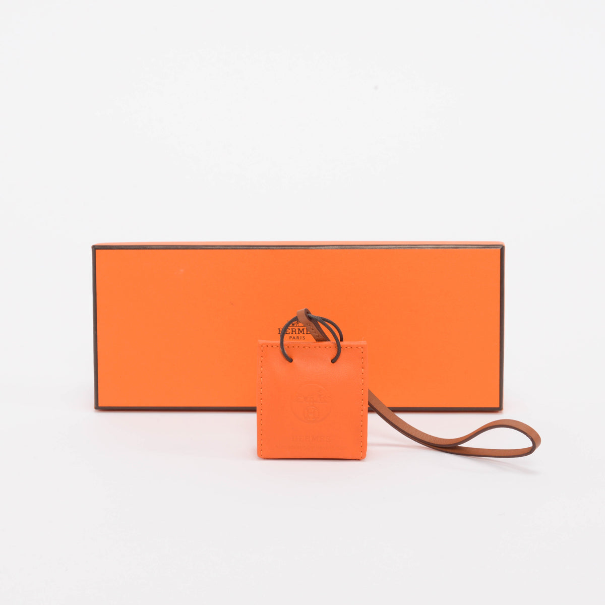 Hermes Orange Milo Lambskin Shopping Bag Charm